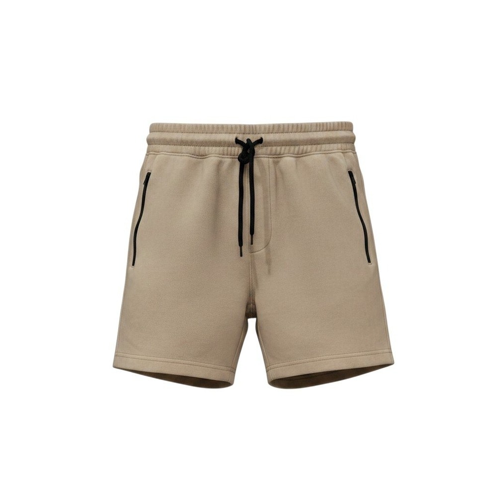 Brooklyn Cloth Mens Tan Fleece Athleisure 5" Shorts Drawstring Zipper Size M